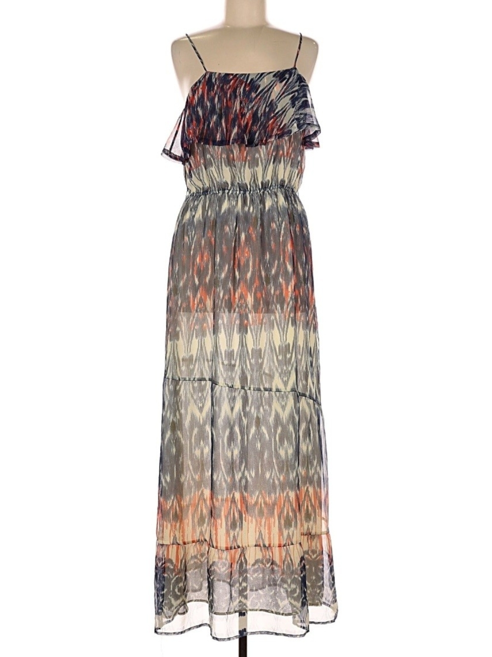 Joie "Rominette" Multicolor Silk Chiffon Print Spaghetti Strap Maxi Dress